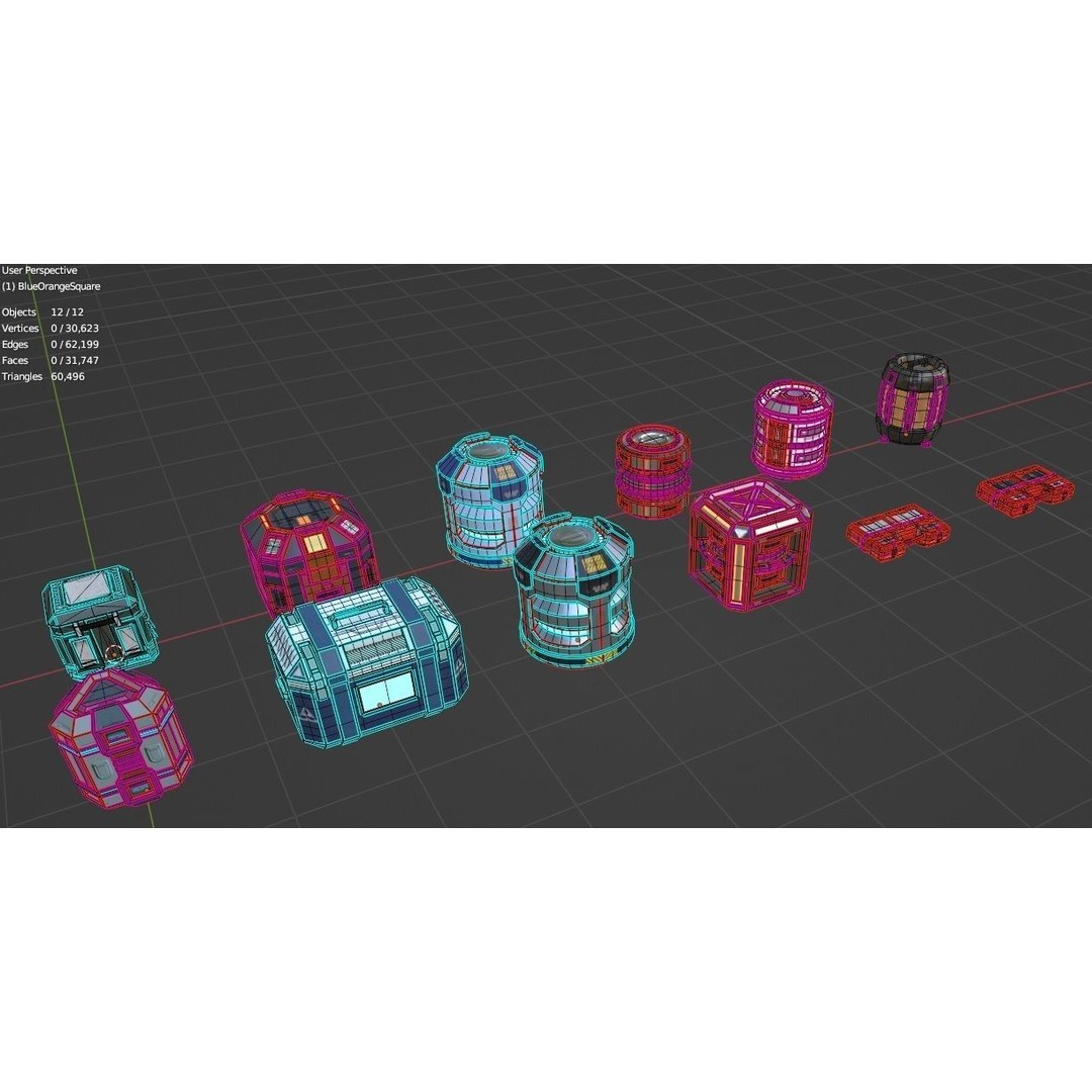 Sci-Fi Loot Crate Box Cylinder Barrel 3D Model – Low Poly PBR Game Asset, FBX - View 8