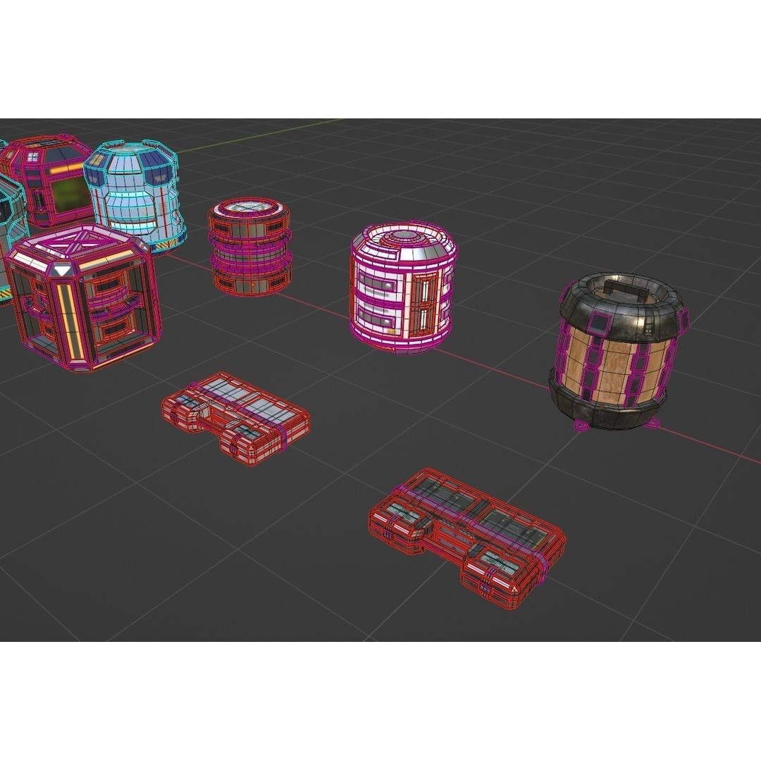 Sci-Fi Loot Crate Box Cylinder Barrel 3D Model – Low Poly PBR Game Asset, FBX - View 9