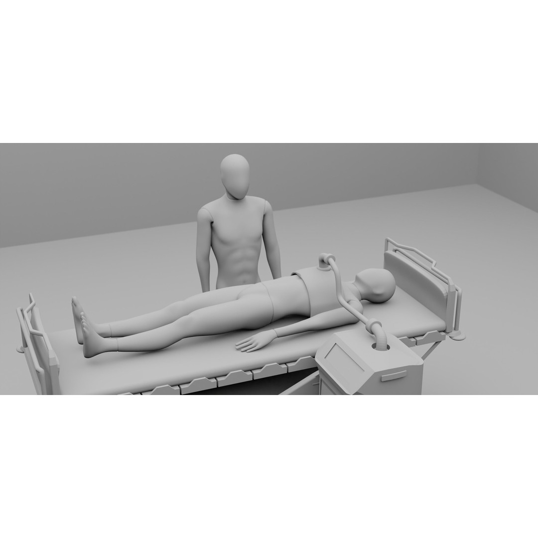 Hospital Bed 3D Model – Advanced Medical Equipment with Dual Ventilators