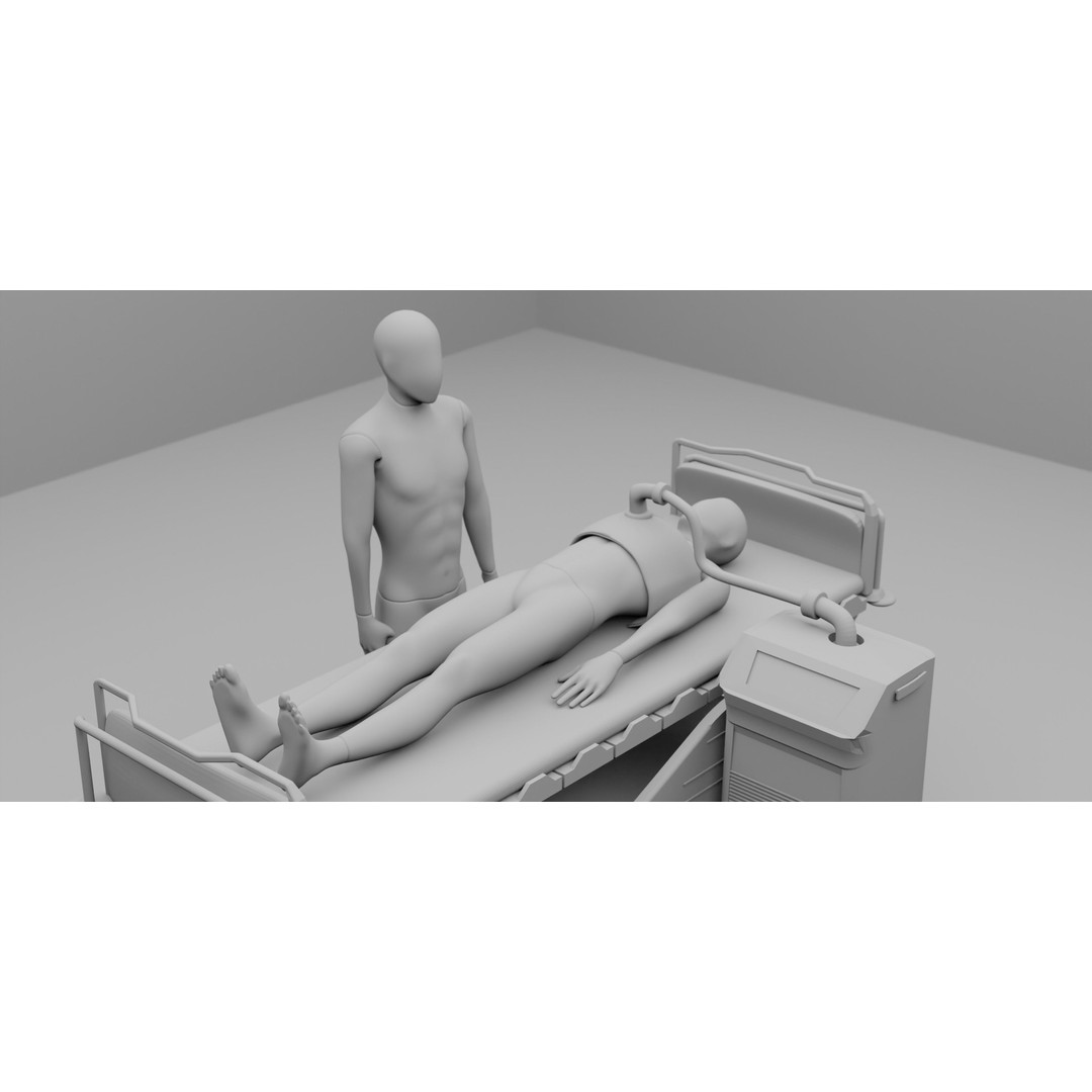 Hospital Bed 3D Model – Advanced Medical Equipment with Dual Ventilators - View 11