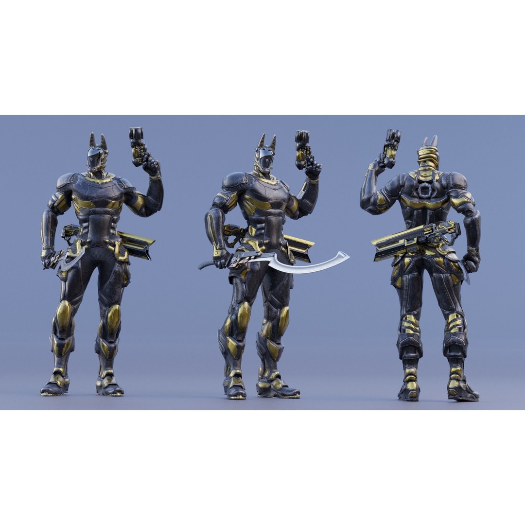 Anubis 3D Model – Low Poly Rigged Character with PBR Textures, FBX - View 16