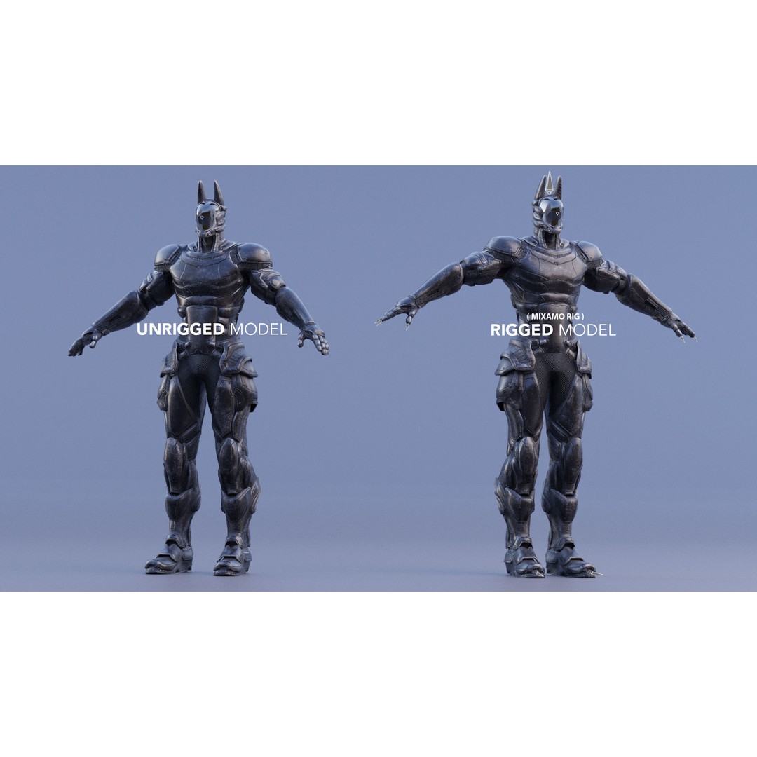 Anubis 3D Model – Low Poly Rigged Character with PBR Textures, FBX - View 49