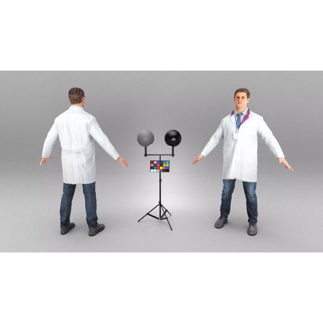 Medical Doctor 3D Model – Low Poly A-Pose Character, FBX, OBJ - View 2