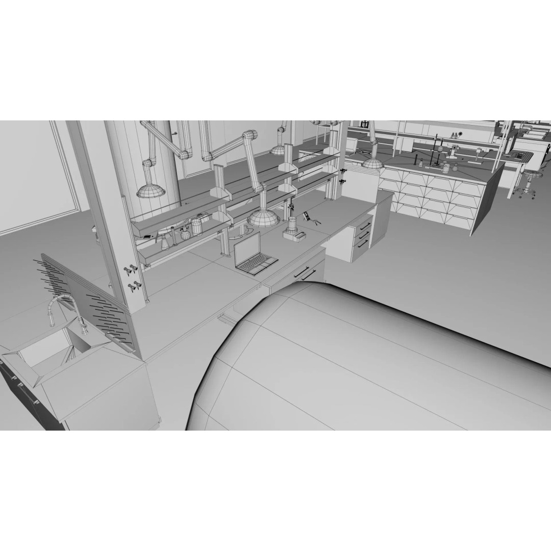 Laboratory Interior 3D Model – Low Poly Game Asset, FBX, Blender - View 11