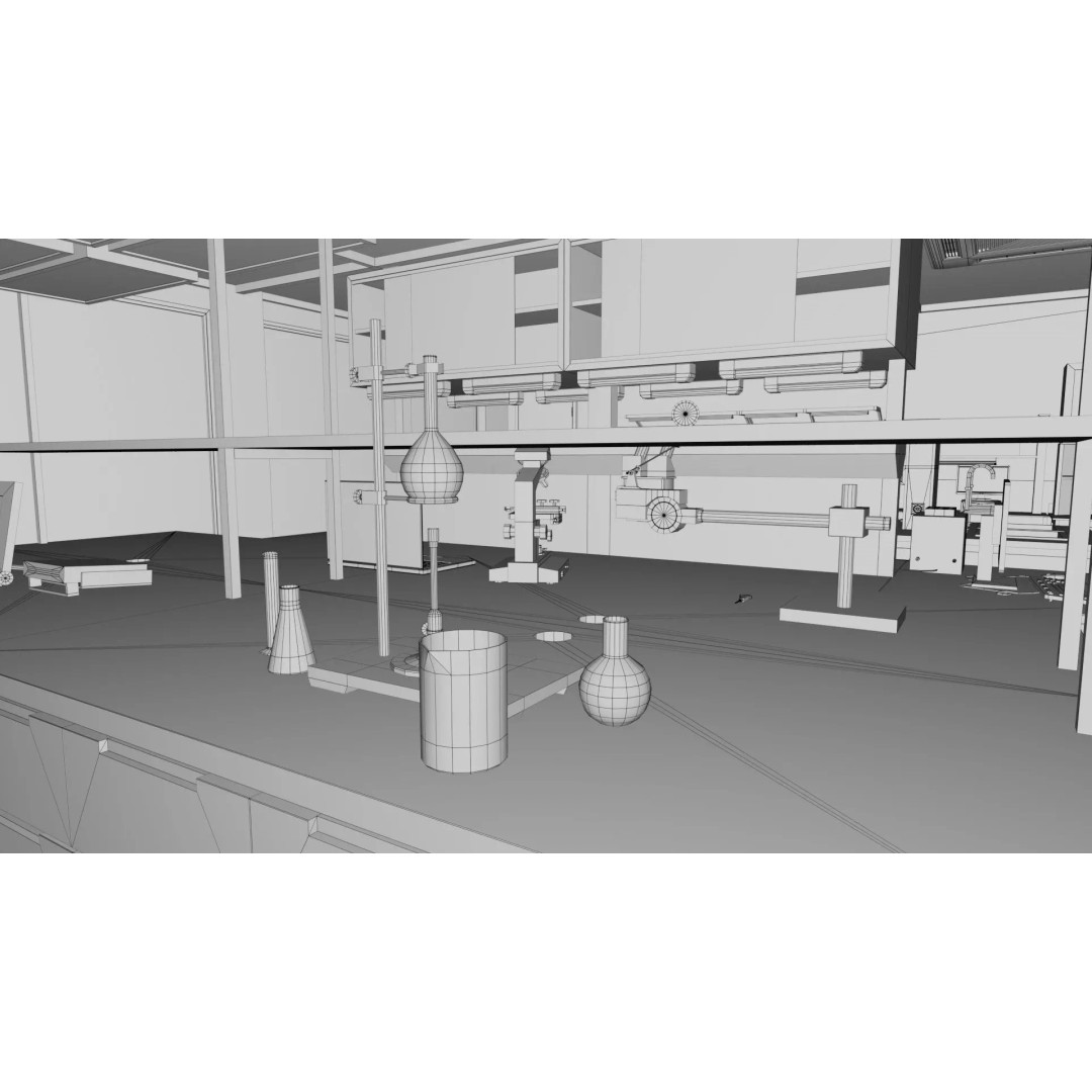 Laboratory Interior 3D Model – Low Poly Game Asset, FBX, Blender - View 13