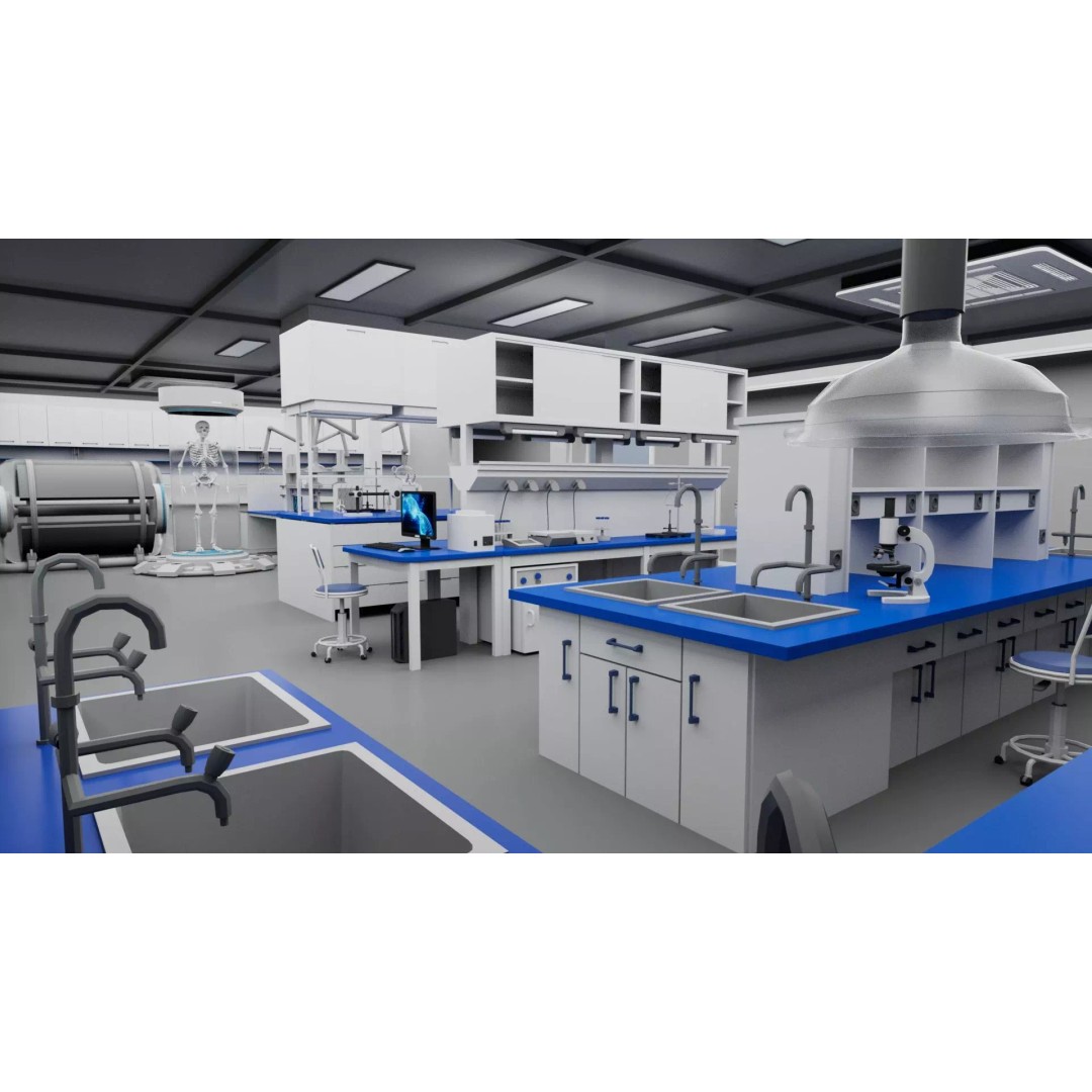 Laboratory Interior 3D Model – Low Poly Game Asset, FBX, Blender - View 2