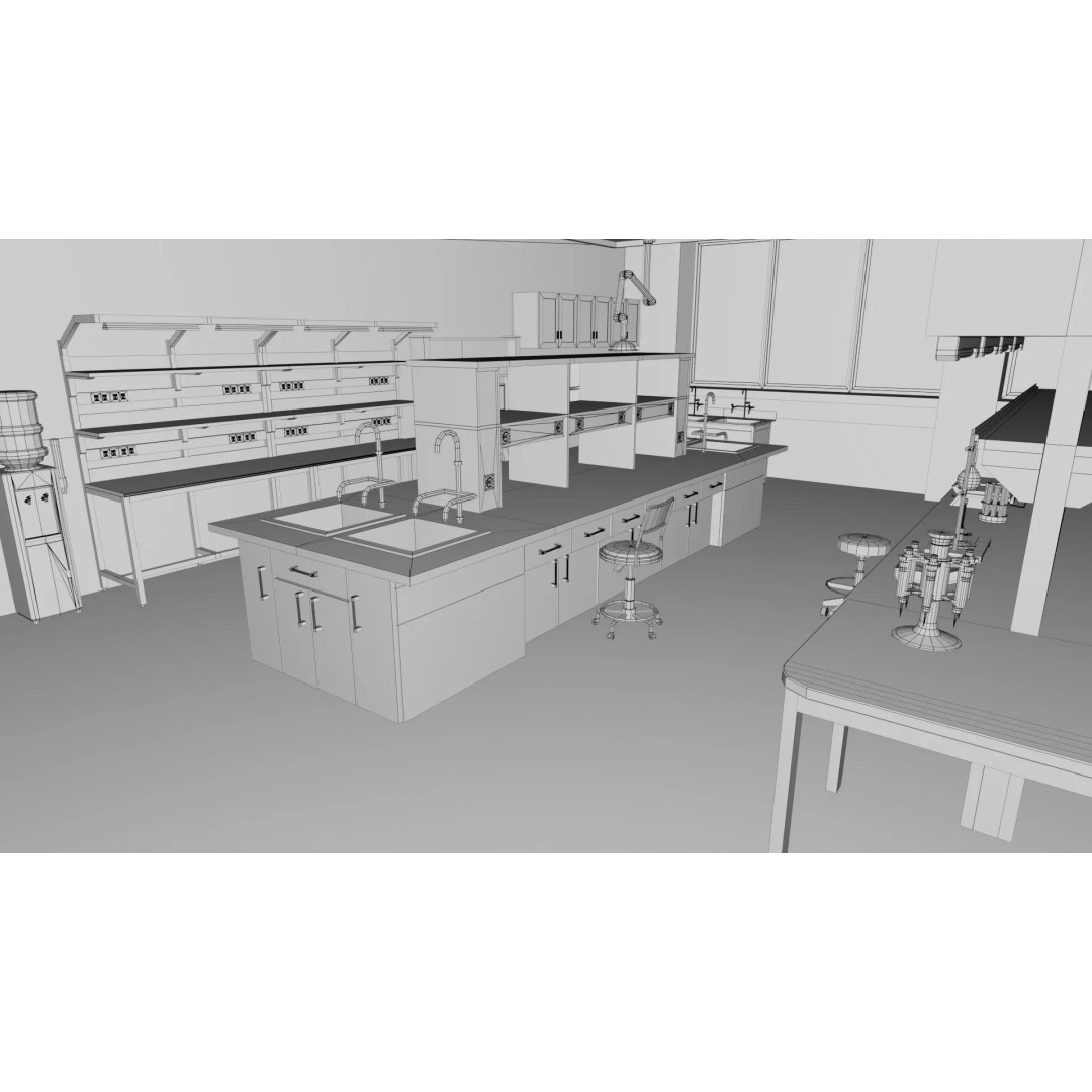 Laboratory Interior 3D Model – Low Poly Game Asset, FBX, Blender - View 5