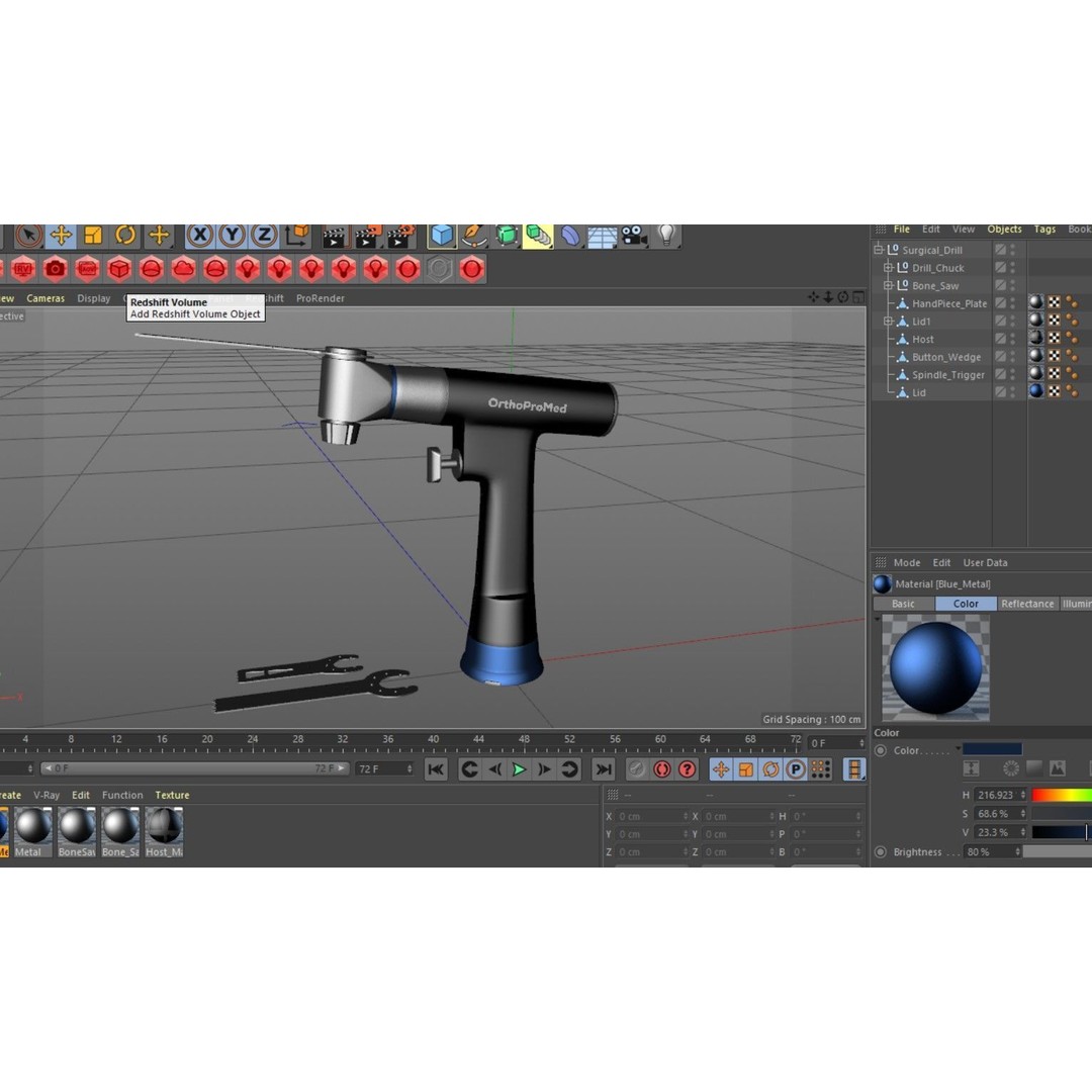 Surgical Drill 3D Model – Medical Device with PBR Textures, FBX, OBJ - View 13