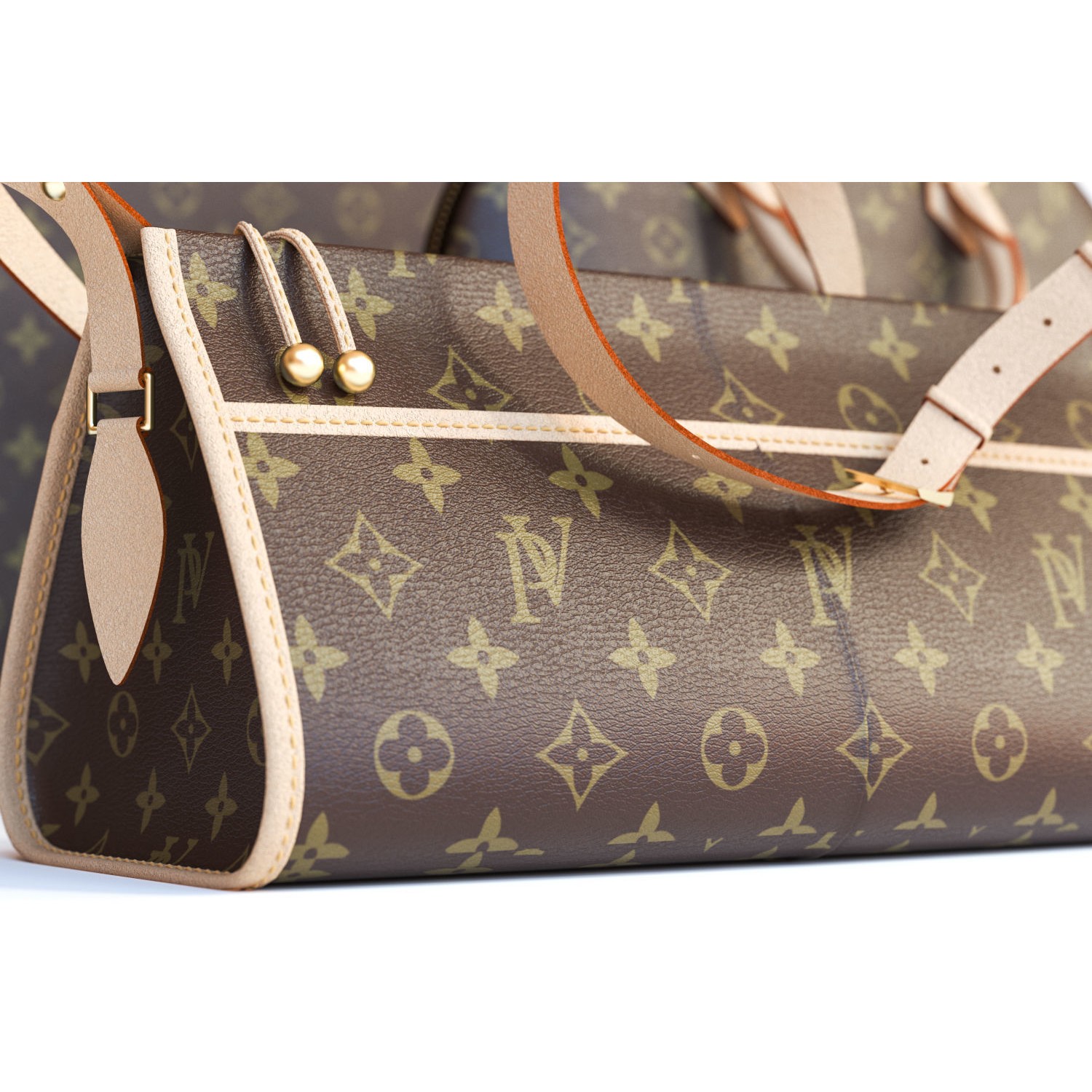 Set of Four Stylish Brown Bags - 3D Model - View 3