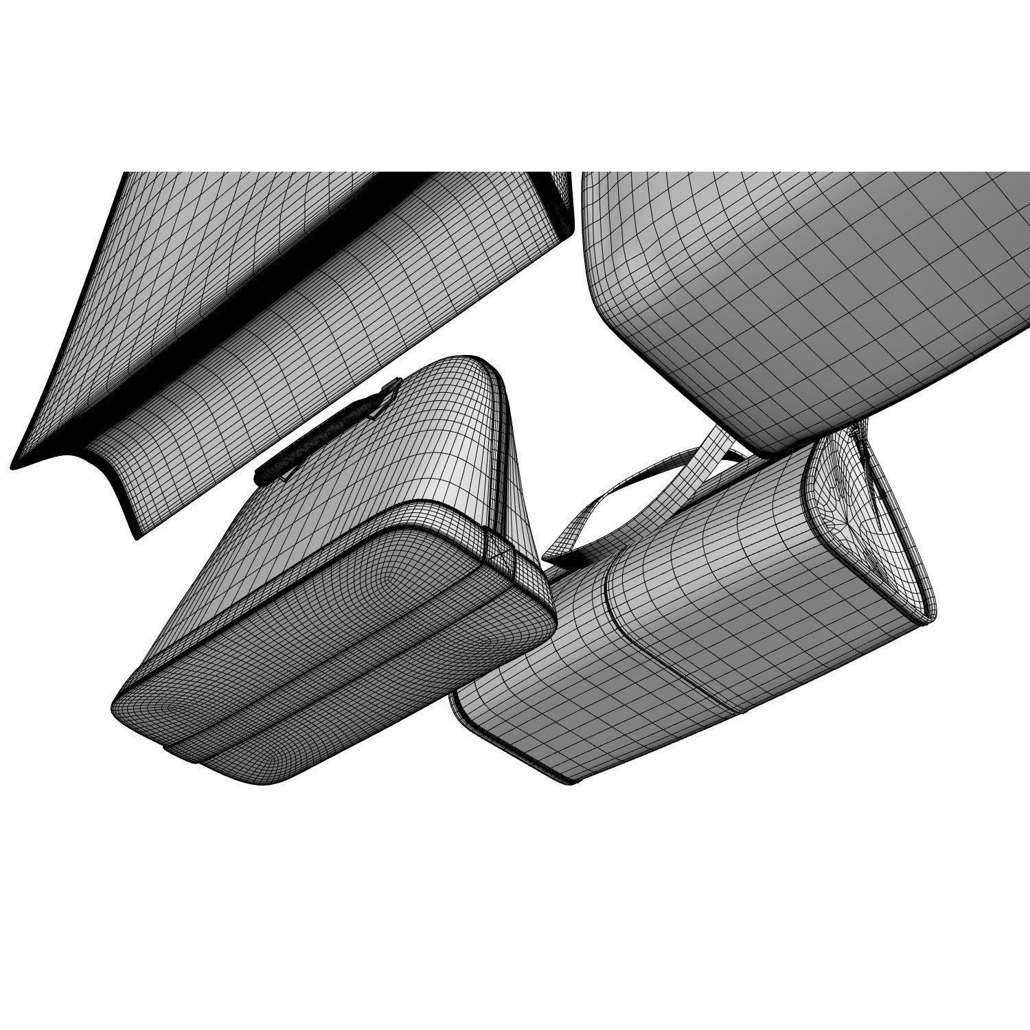 Set of Four Stylish Brown Bags - 3D Model - View 6
