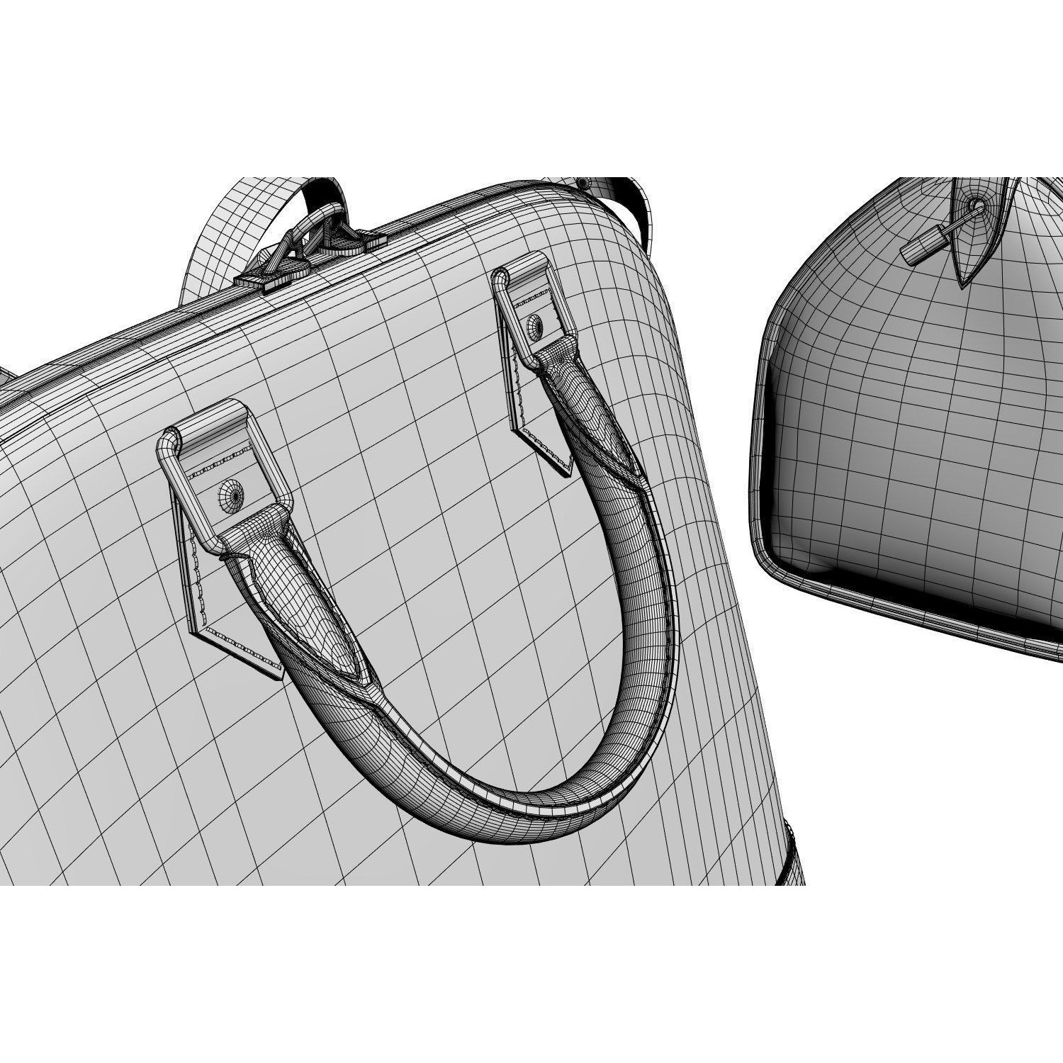 Set of Four Stylish Brown Bags - 3D Model - View 9