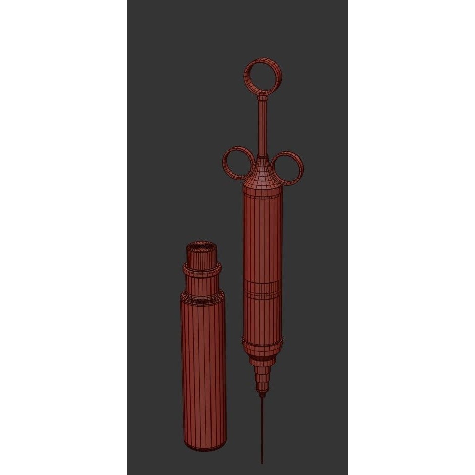 Vintage Medical Syringe 3D Model – Low Poly PBR Game Asset, FBX