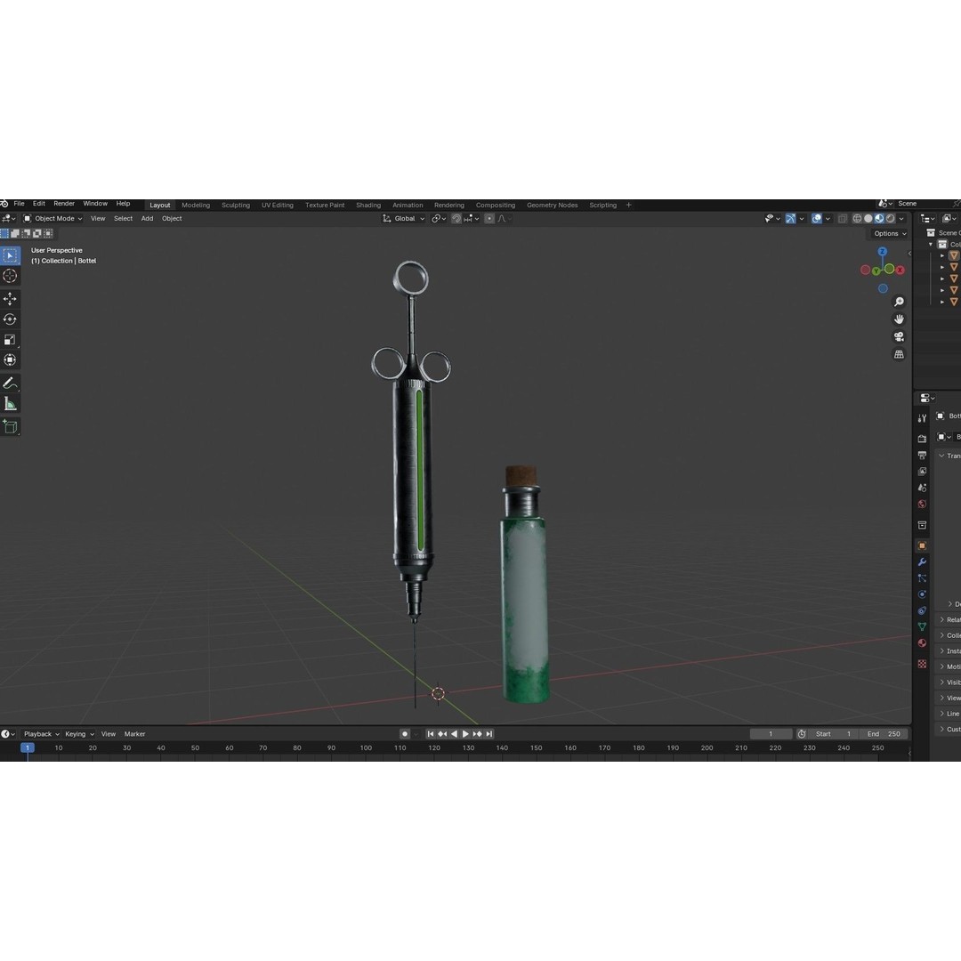 Vintage Medical Syringe 3D Model – Low Poly PBR Game Asset, FBX - View 13