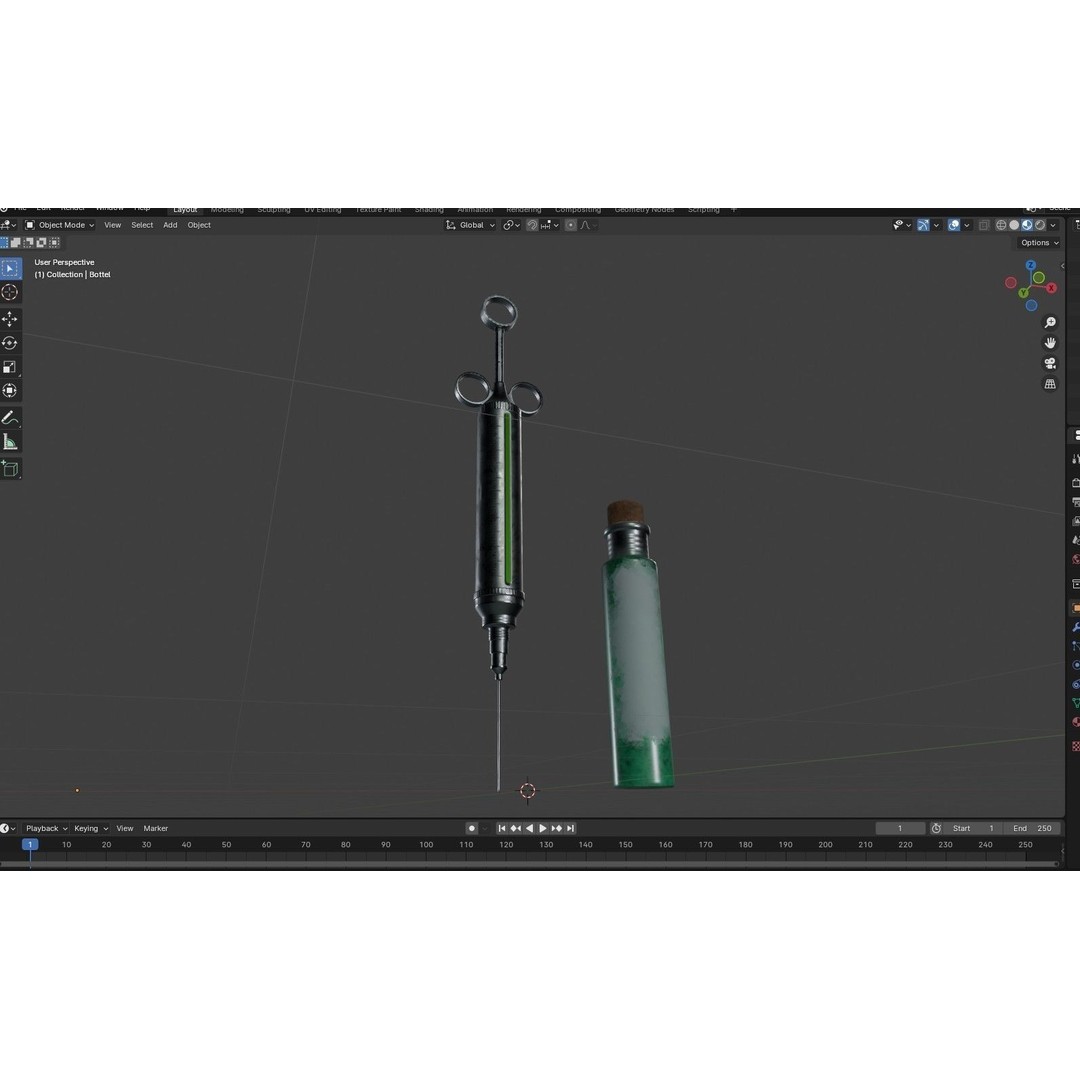 Vintage Medical Syringe 3D Model – Low Poly PBR Game Asset, FBX - View 14