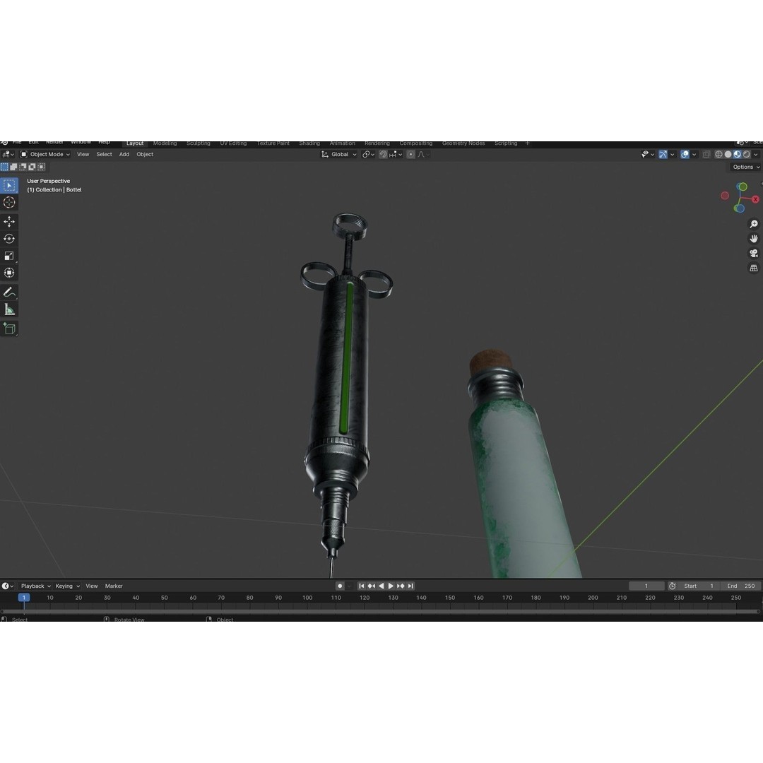 Vintage Medical Syringe 3D Model – Low Poly PBR Game Asset, FBX - View 15