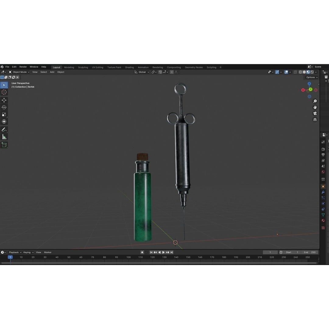 Vintage Medical Syringe 3D Model – Low Poly PBR Game Asset, FBX - View 16