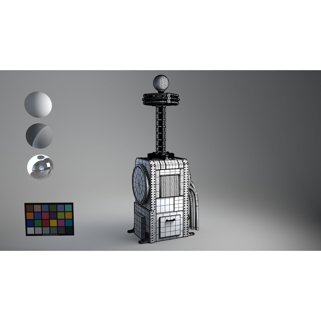 Tesla Coil 3D Model – Retro Industrial Machine, PBR Textures, FBX - View 10