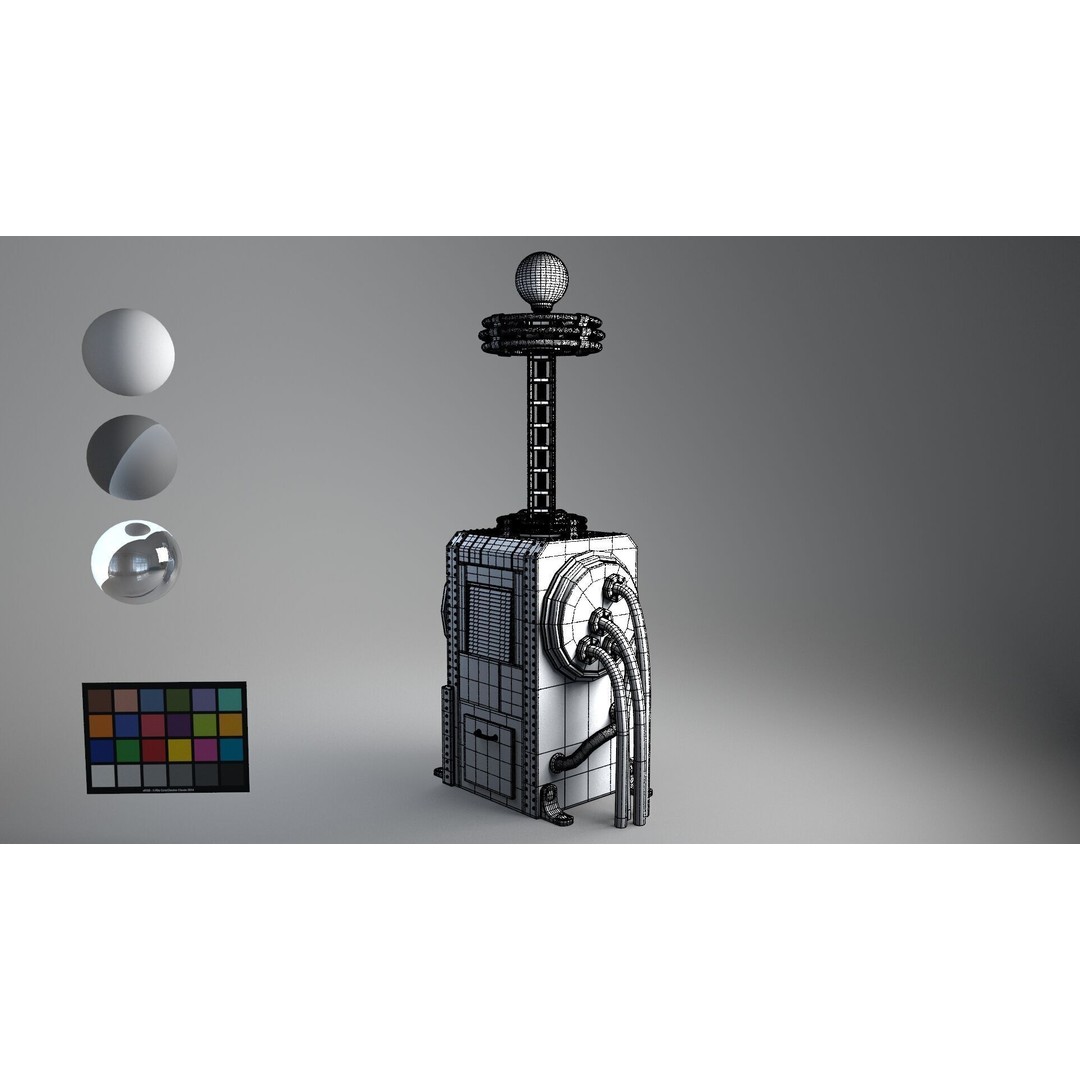 Tesla Coil 3D Model – Retro Industrial Machine, PBR Textures, FBX - View 11