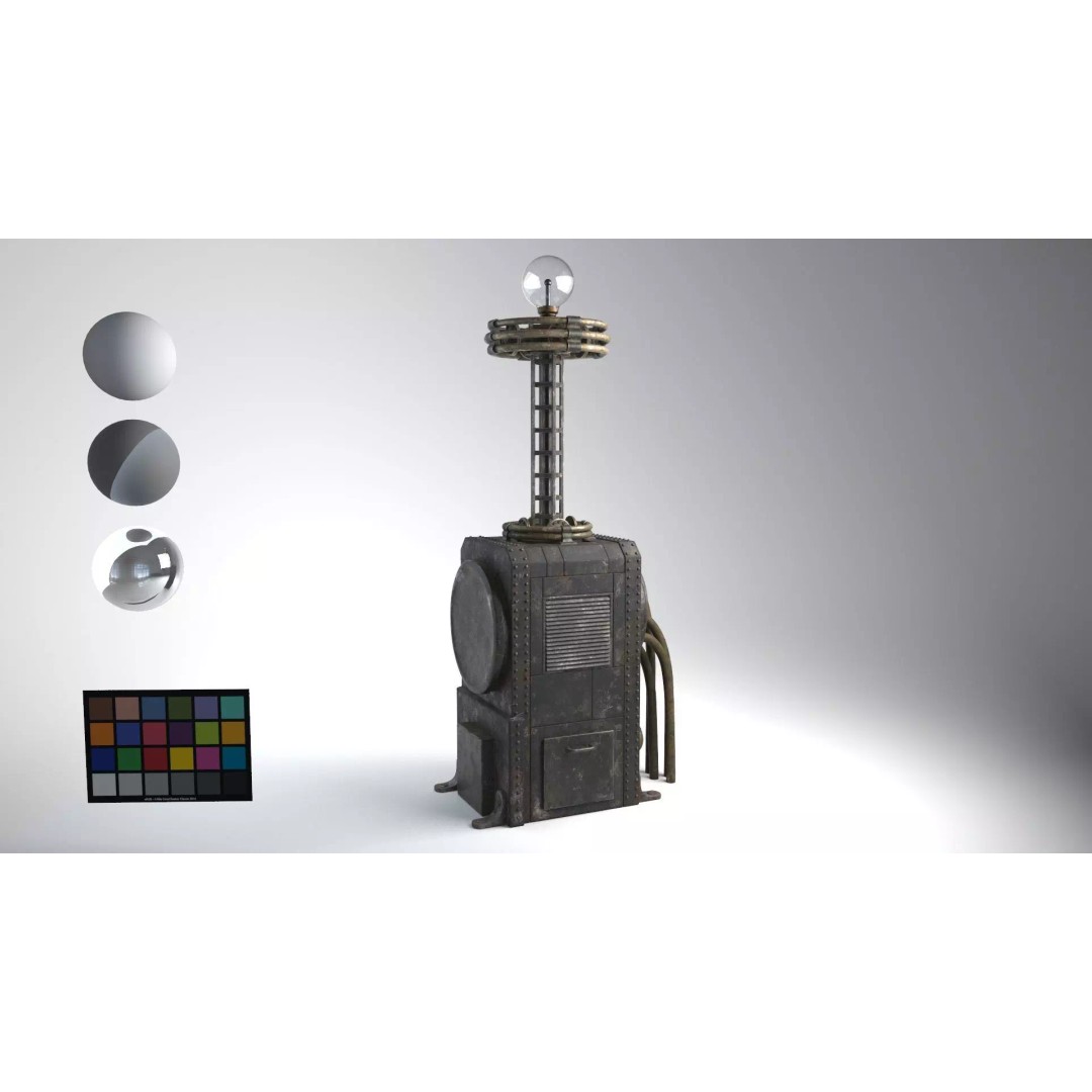 Tesla Coil 3D Model – Retro Industrial Machine, PBR Textures, FBX - View 2