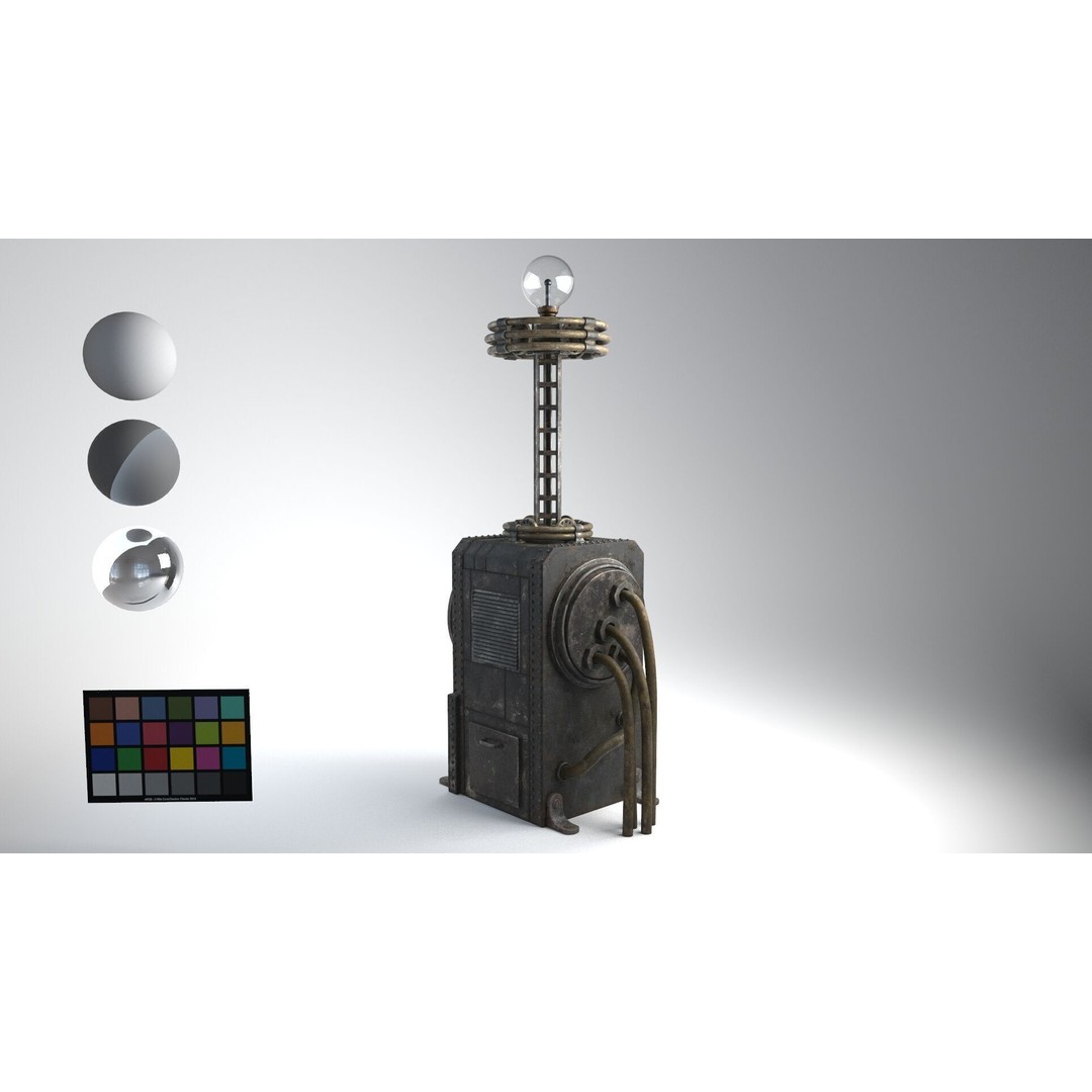Tesla Coil 3D Model – Retro Industrial Machine, PBR Textures, FBX - View 3