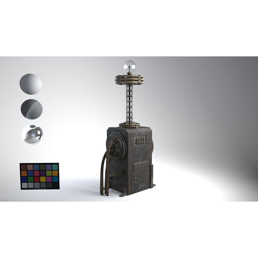 Tesla Coil 3D Model – Retro Industrial Machine, PBR Textures, FBX - View 5