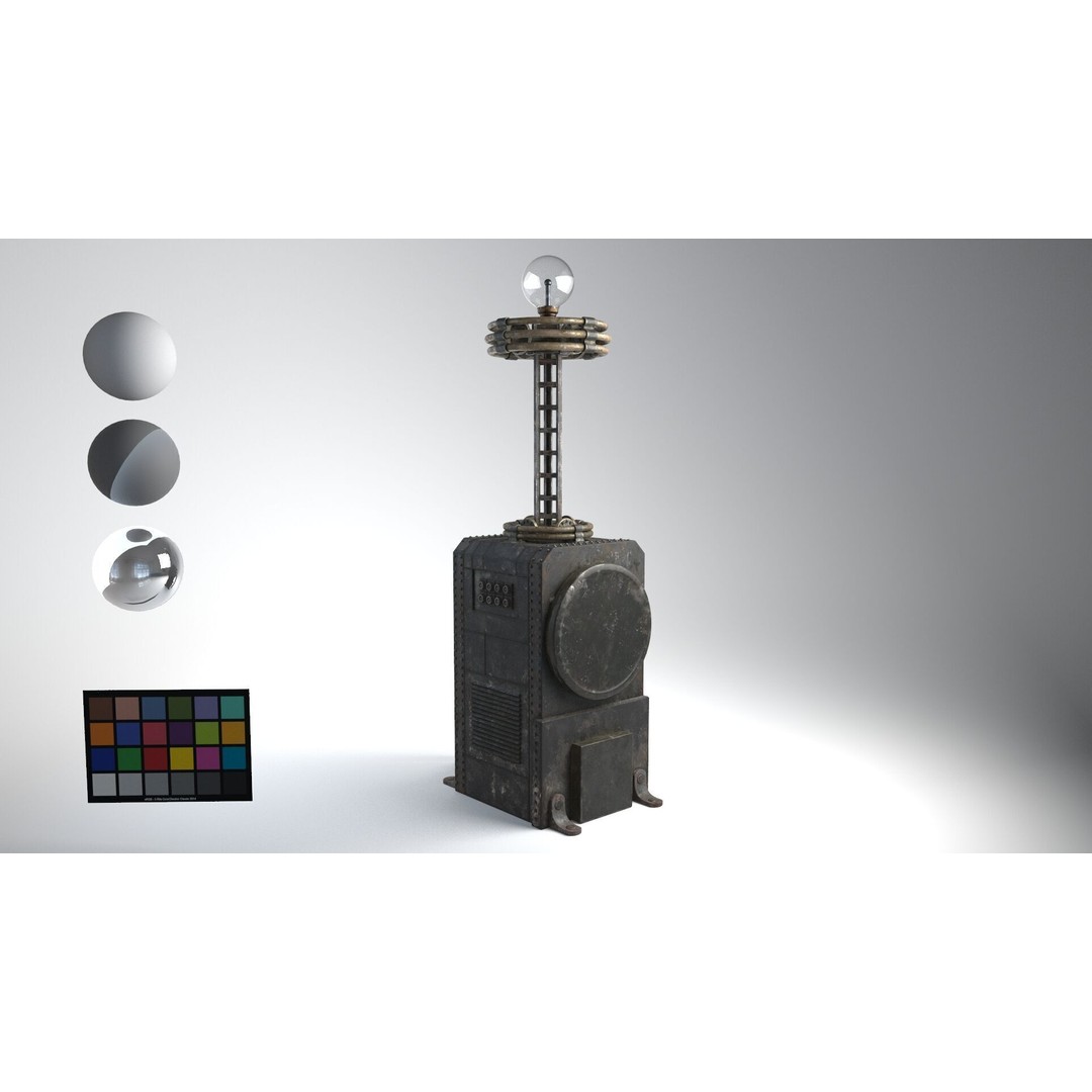 Tesla Coil 3D Model – Retro Industrial Machine, PBR Textures, FBX - View 6