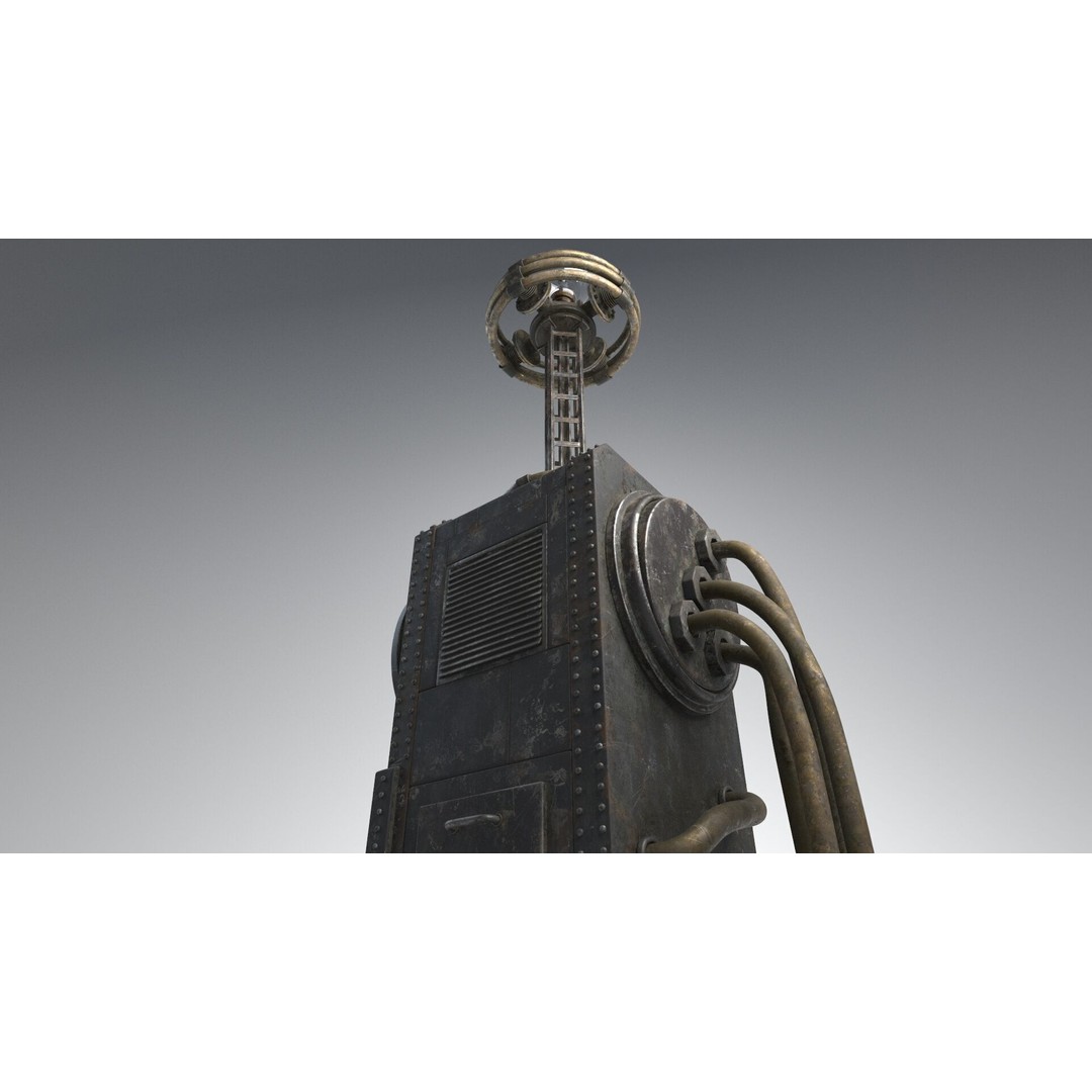 Tesla Coil 3D Model – Retro Industrial Machine, PBR Textures, FBX - View 7