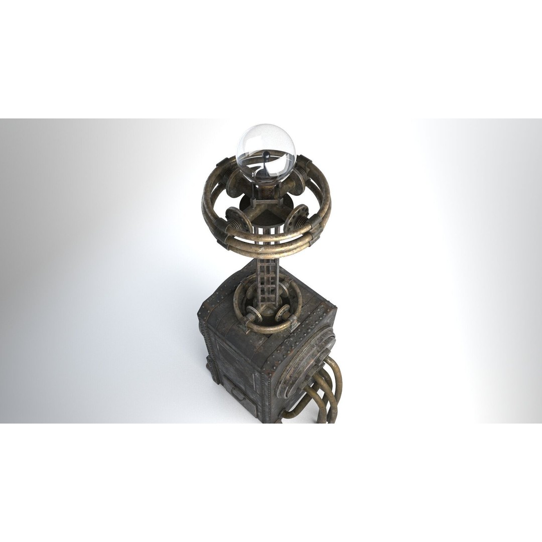 Tesla Coil 3D Model – Retro Industrial Machine, PBR Textures, FBX - View 9