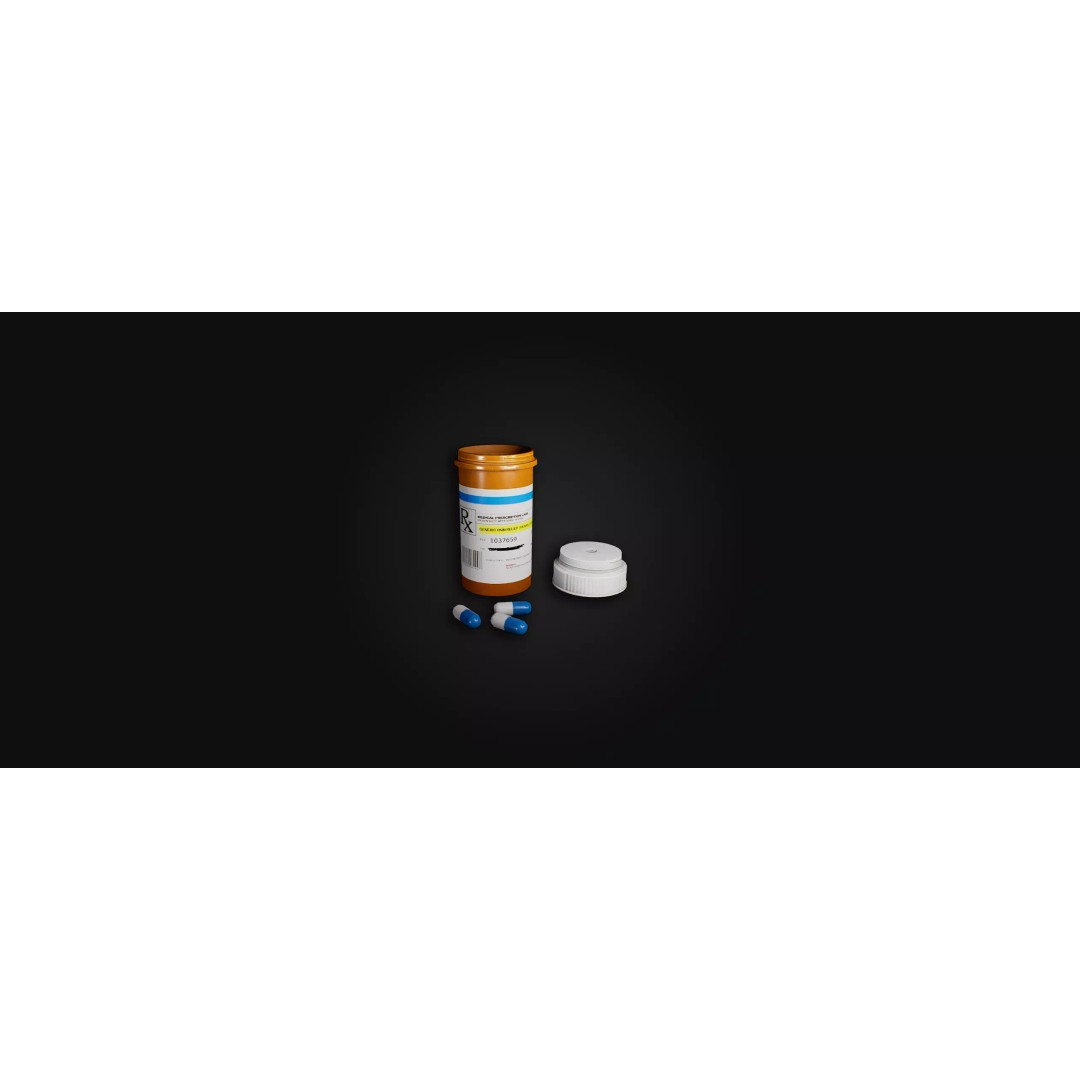 Painkiller Bottle 3D Model – Game Ready Low Poly PBR Asset, FBX - View 2