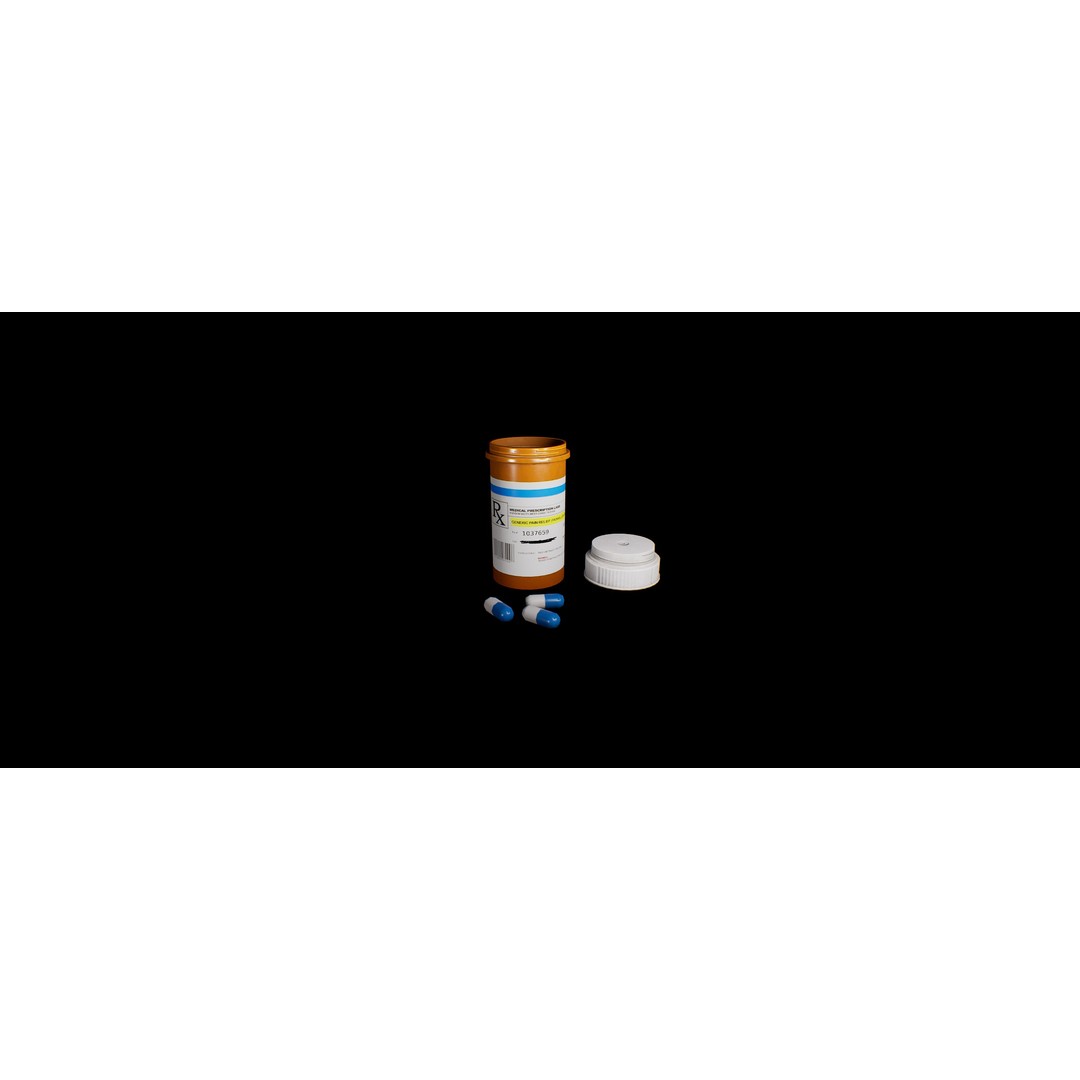 Painkiller Bottle 3D Model – Game Ready Low Poly PBR Asset, FBX - View 3