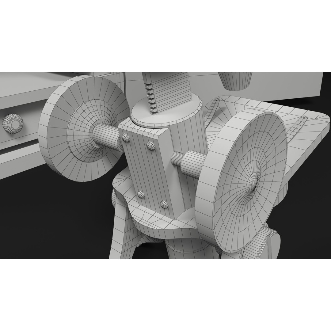 Victorian Microscope 3D Model – Low Poly PBR Asset for Archviz - View 10