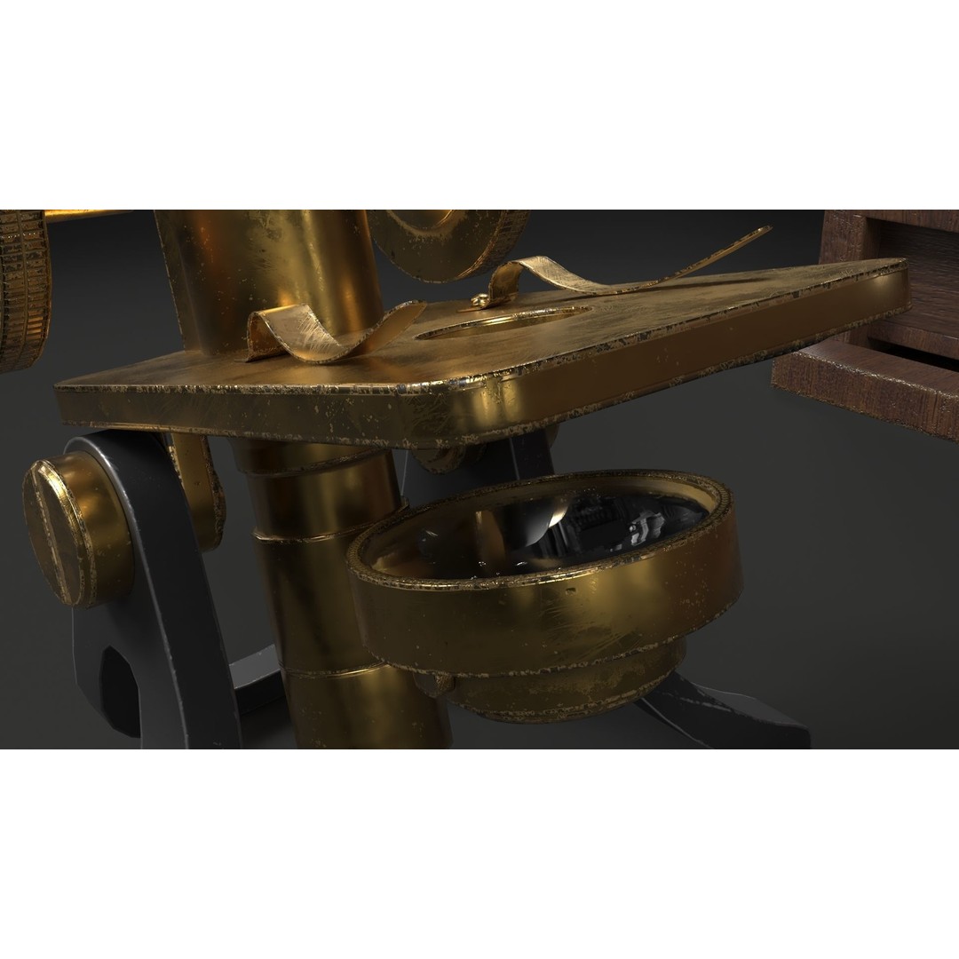 Victorian Microscope 3D Model – Low Poly PBR Asset for Archviz - View 11