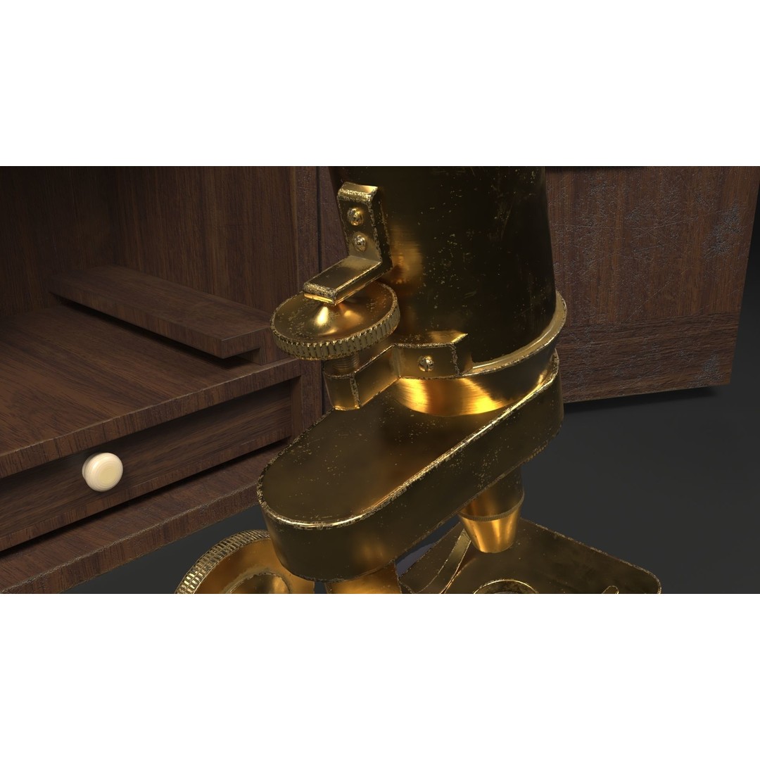 Victorian Microscope 3D Model – Low Poly PBR Asset for Archviz - View 13