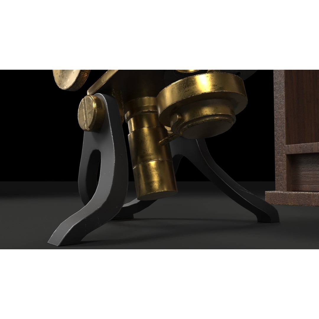 Victorian Microscope 3D Model – Low Poly PBR Asset for Archviz - View 14