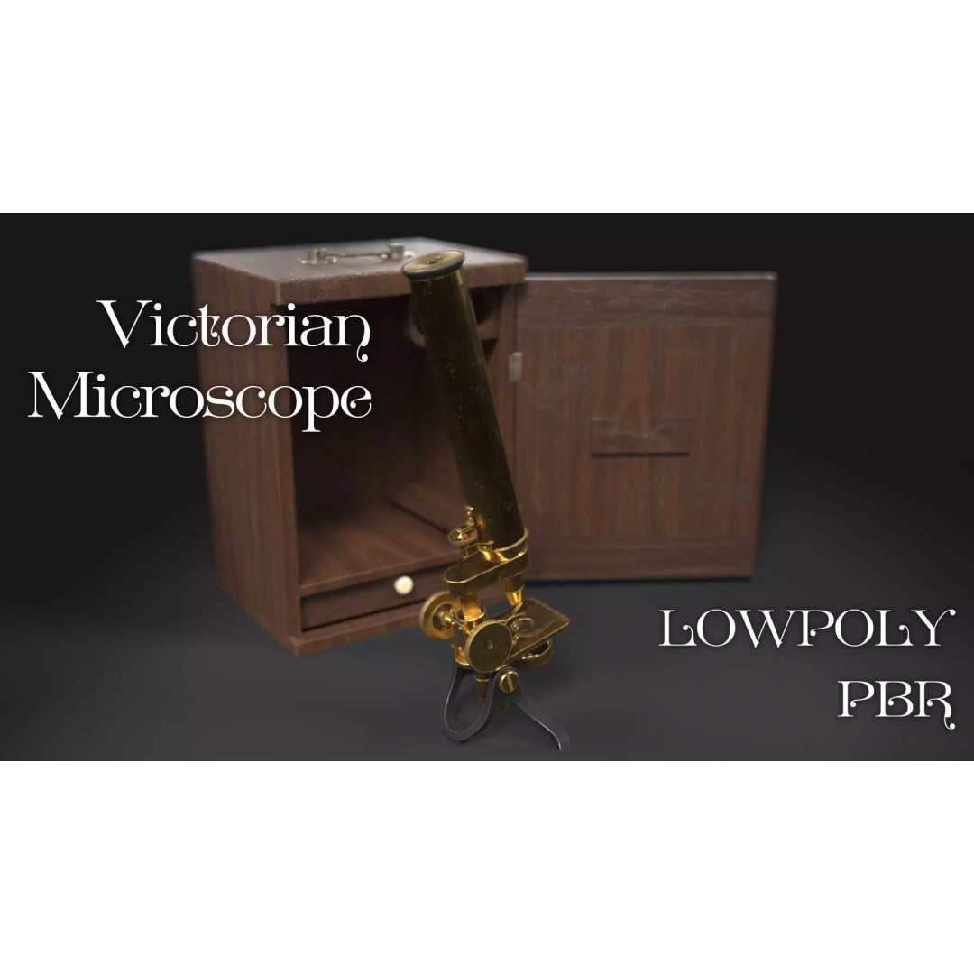Victorian Microscope 3D Model – Low Poly PBR Asset for Archviz - View 2