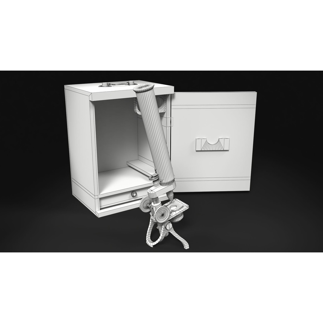 Victorian Microscope 3D Model – Low Poly PBR Asset for Archviz - View 3