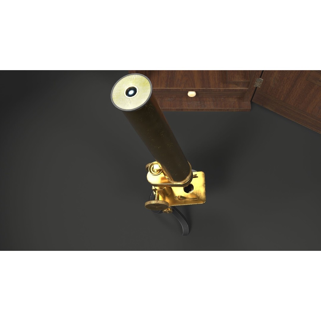 Victorian Microscope 3D Model – Low Poly PBR Asset for Archviz - View 5