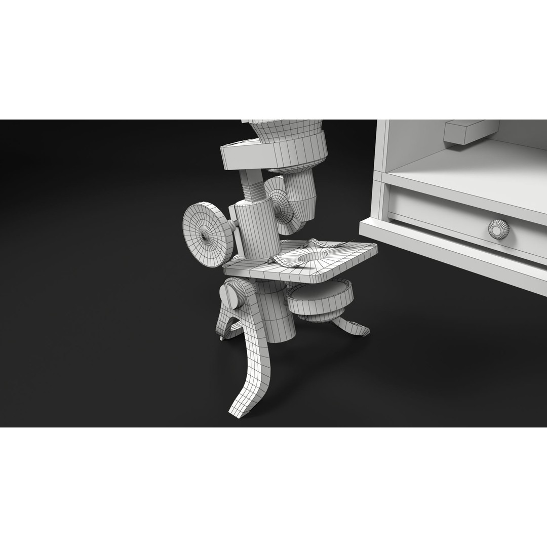 Victorian Microscope 3D Model – Low Poly PBR Asset for Archviz - View 8