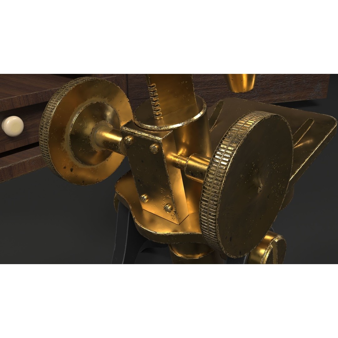 Victorian Microscope 3D Model – Low Poly PBR Asset for Archviz - View 9