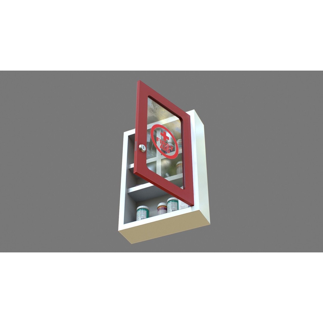 First Aid Box 3D Model – Low Poly Medical Asset, FBX, OBJ - View 10