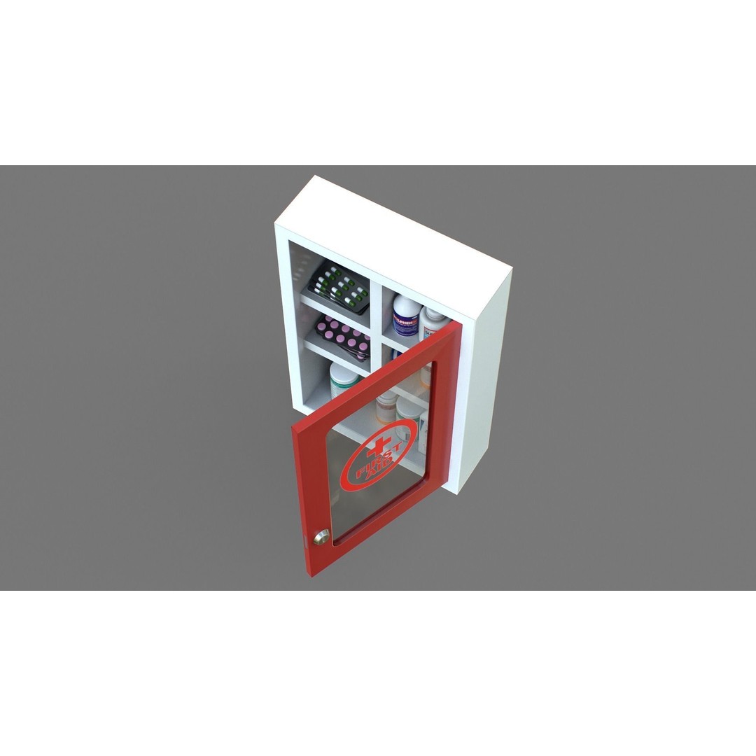 First Aid Box 3D Model – Low Poly Medical Asset, FBX, OBJ - View 11