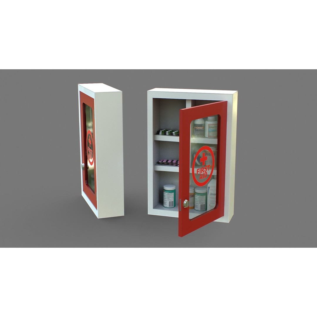 First Aid Box 3D Model – Low Poly Medical Asset, FBX, OBJ - View 3
