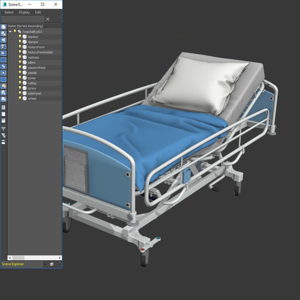 Hospital Bed 3D Model – High Poly Medical Equipment, FBX, OBJ