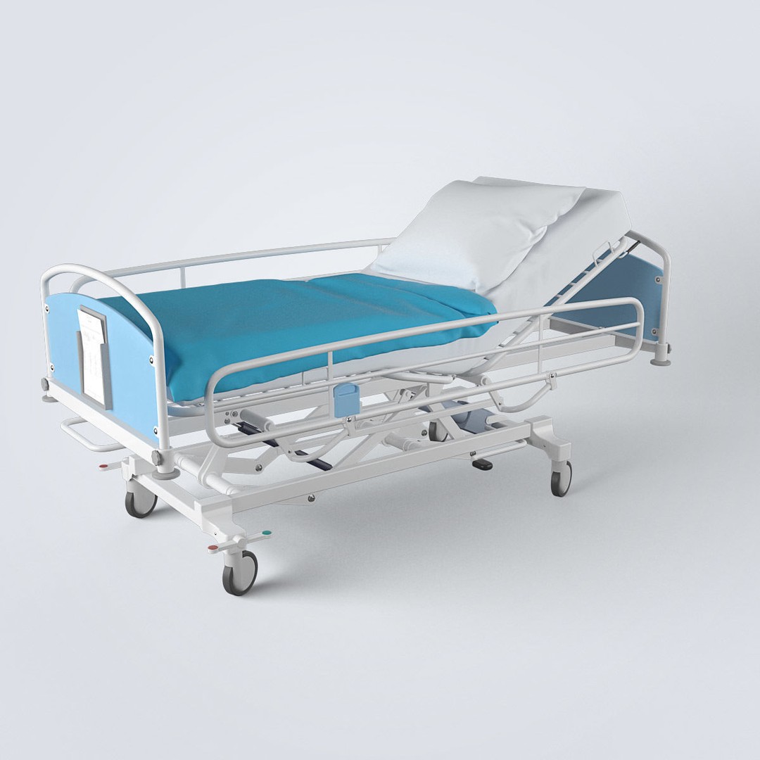 Hospital Bed 3D Model – High Poly Medical Equipment, FBX, OBJ - View 10