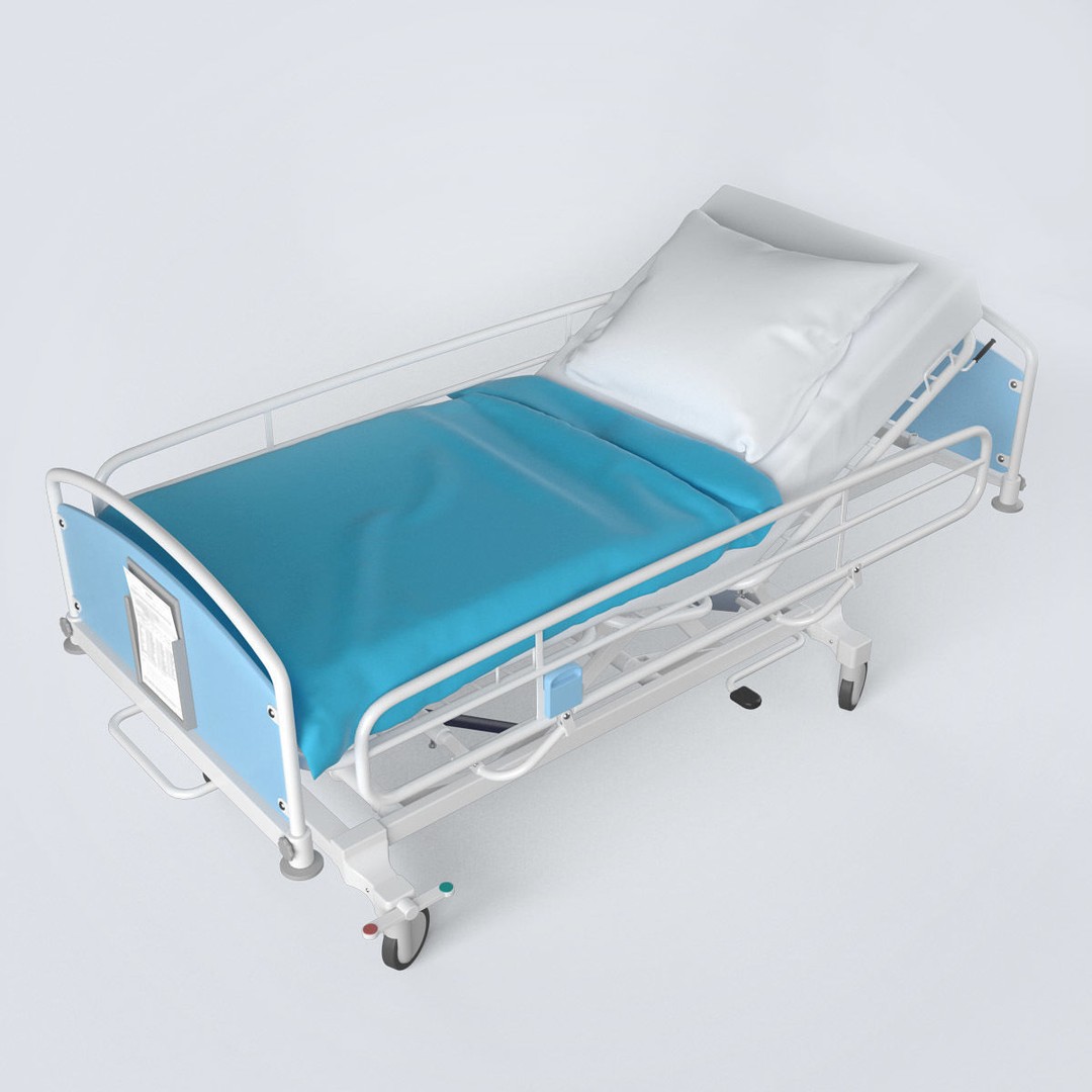 Hospital Bed 3D Model – High Poly Medical Equipment, FBX, OBJ - View 12