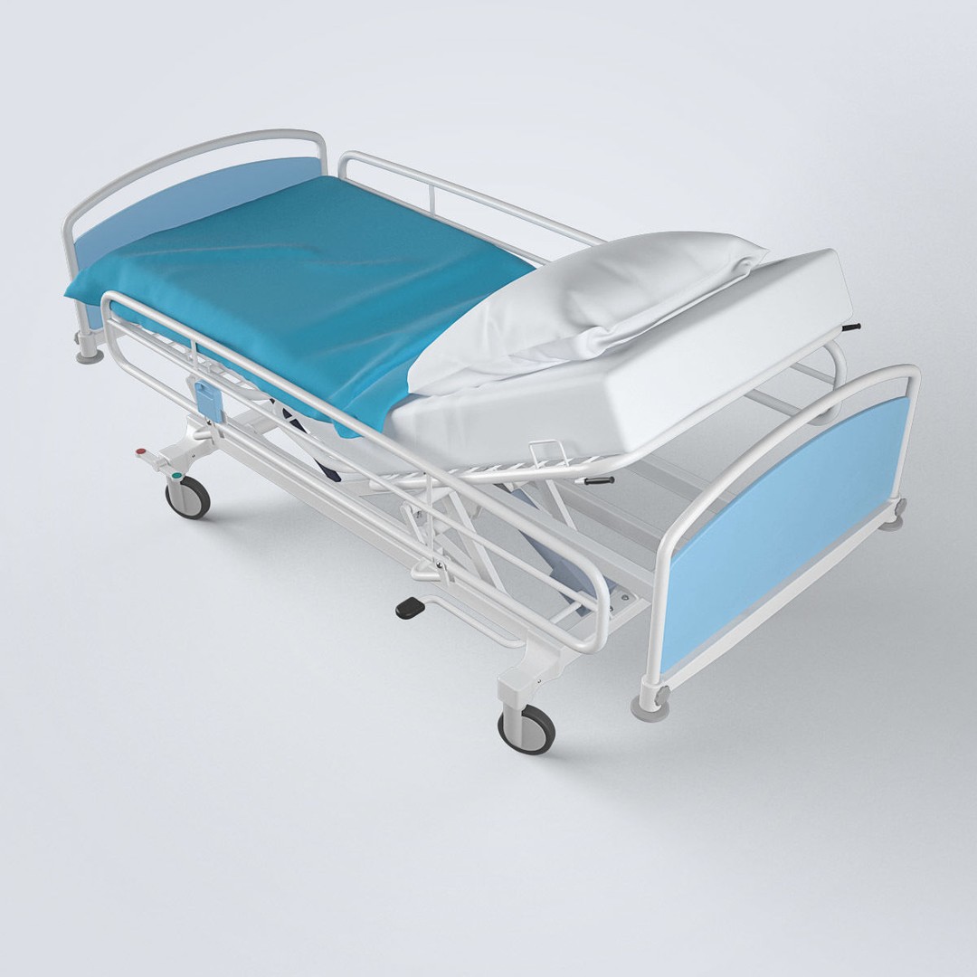 Hospital Bed 3D Model – High Poly Medical Equipment, FBX, OBJ - View 13