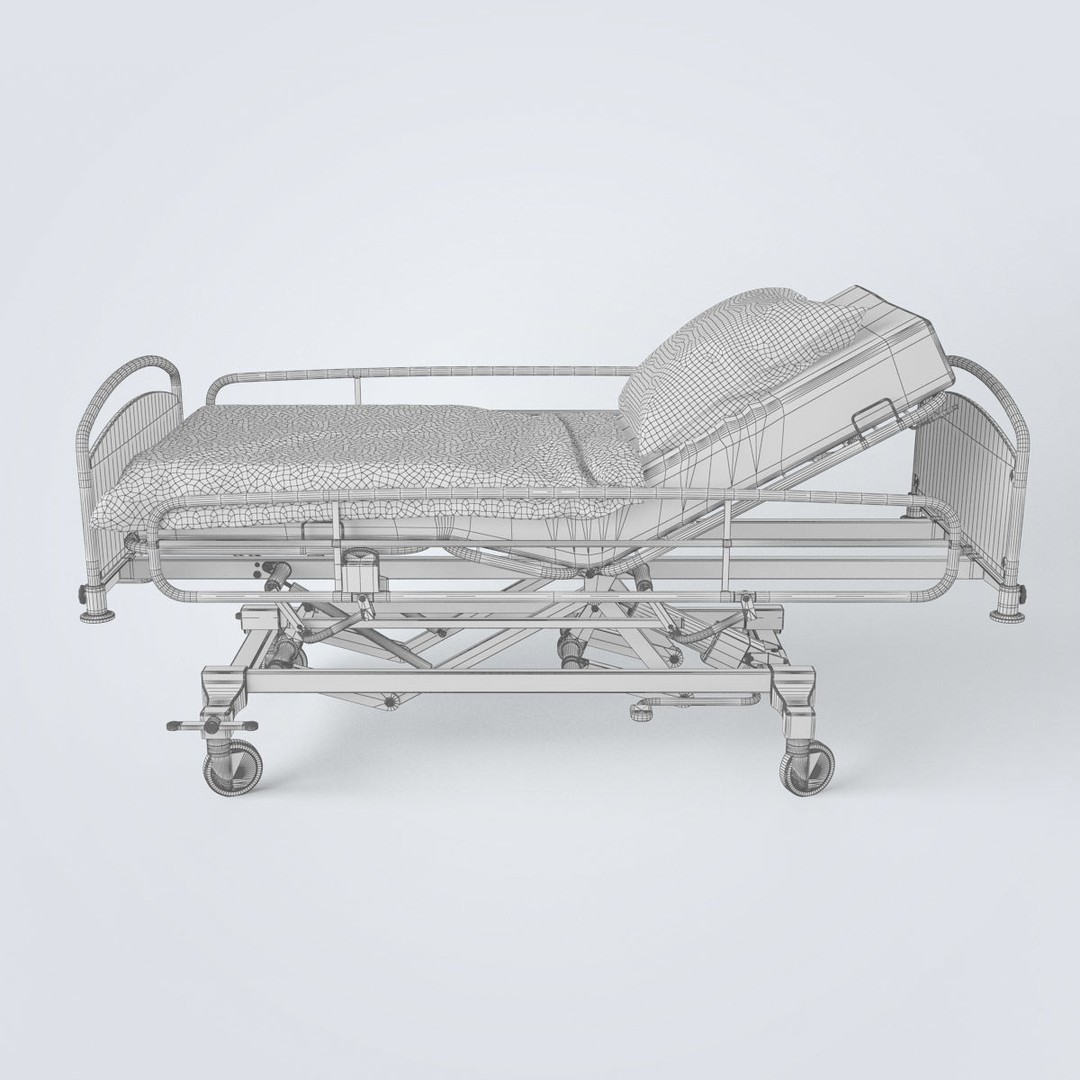 Hospital Bed 3D Model – High Poly Medical Equipment, FBX, OBJ - View 18