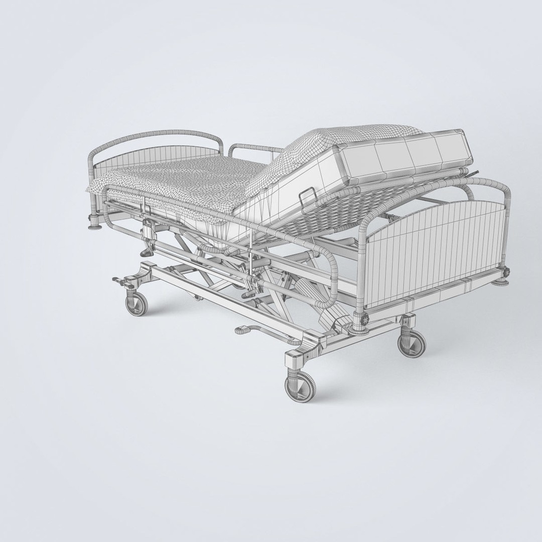 Hospital Bed 3D Model – High Poly Medical Equipment, FBX, OBJ - View 19