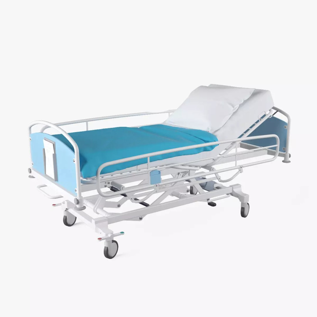 Hospital Bed 3D Model – High Poly Medical Equipment, FBX, OBJ - View 2