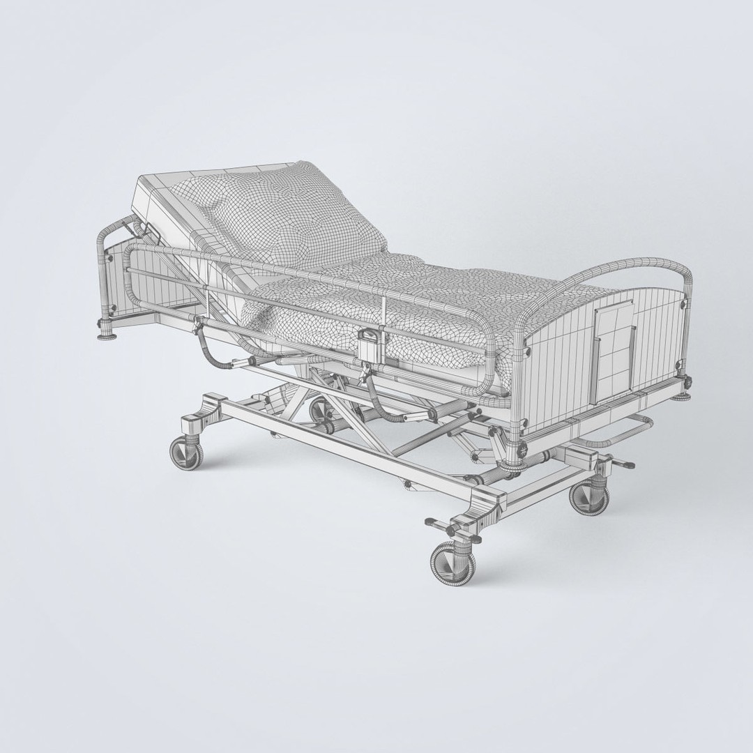 Hospital Bed 3D Model – High Poly Medical Equipment, FBX, OBJ - View 20